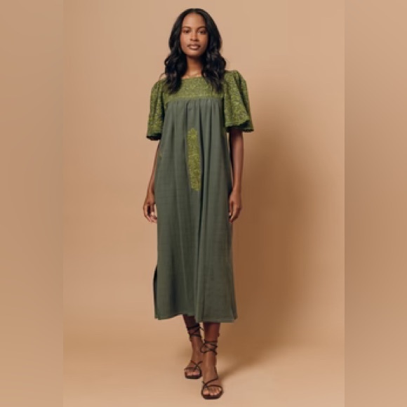 Julieta Mi Golondrina Green Midi Dress Small - Picture 3 of 3